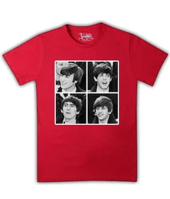 Прикольные футболки: The Beatles портреты на красной